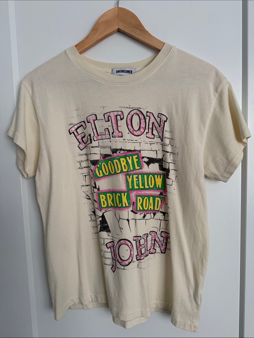 Daydreamer Cream Elton John 'Goodbye Yellow Brick Road' Graphic Tee
